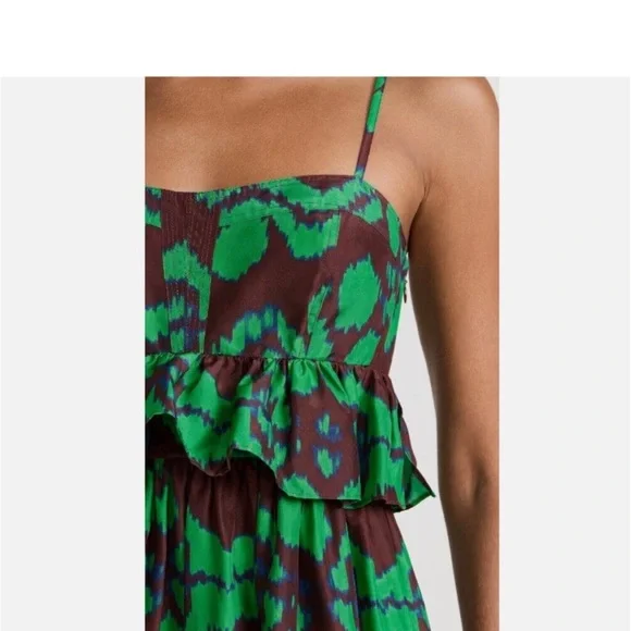 Ulla Johnson Green and Brown Patterned Dress - Picture 5 of 13